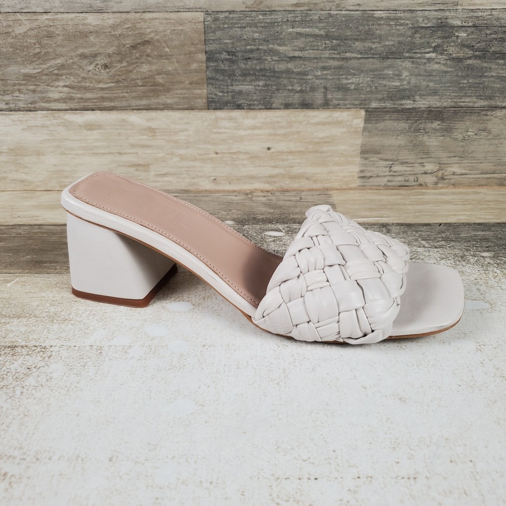 Faryl by Farylrobin Pippa Womens Sandal Sz 11 M White Faux-Leather Block Heel